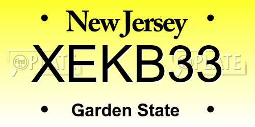 XEKB33 New Jersey License Plate
