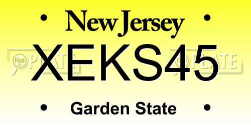 XEKS45 New Jersey License Plate