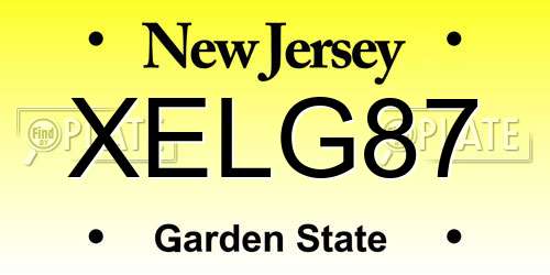 XELG87 New Jersey License Plate