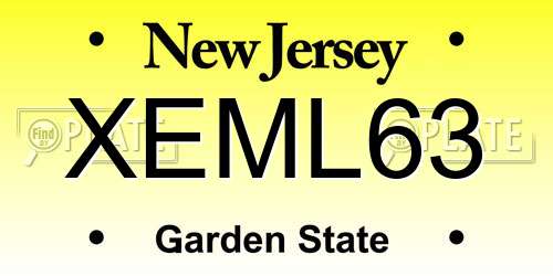 XEML63 New Jersey License Plate