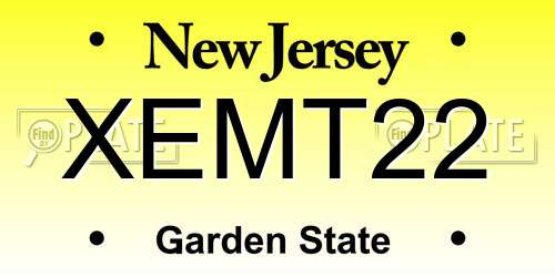 XEMT22 New Jersey License Plate