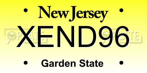 XEND96 New Jersey License Plate