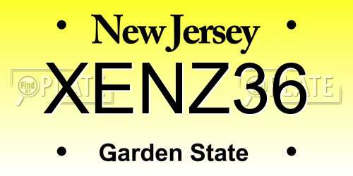 XENZ36 New Jersey License Plate