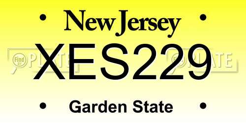 XES229 New Jersey License Plate