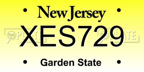 XES729 New Jersey License Plate