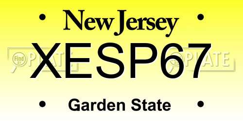 XESP67 New Jersey License Plate