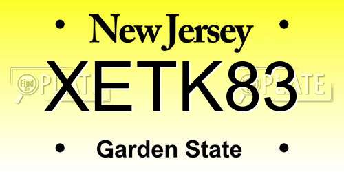 XETK83 New Jersey License Plate
