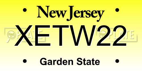 XETW22 New Jersey License Plate