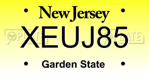 XEUJ85 New Jersey License Plate