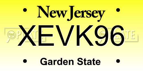 XEVK96 New Jersey License Plate