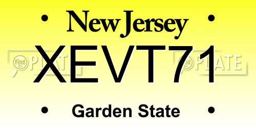 XEVT71 New Jersey License Plate