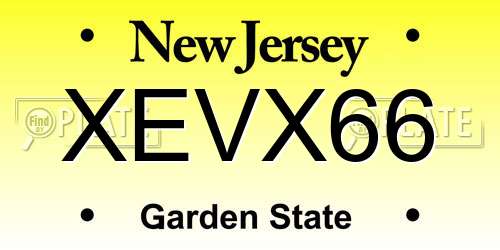XEVX66 New Jersey License Plate