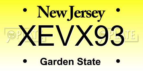 XEVX93 New Jersey License Plate