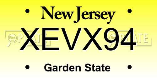XEVX94 New Jersey License Plate