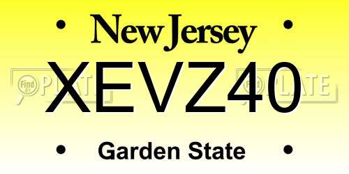 XEVZ40 New Jersey License Plate