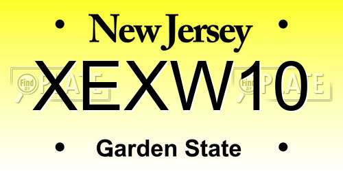 XEXW10 New Jersey License Plate