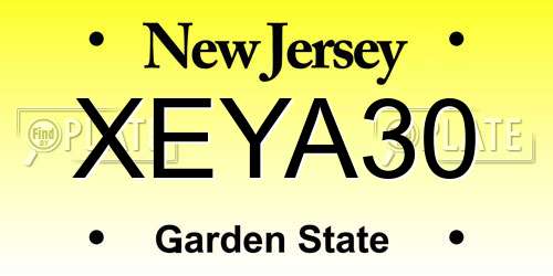XEYA30 New Jersey License Plate