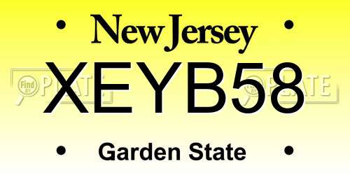 XEYB58 New Jersey License Plate