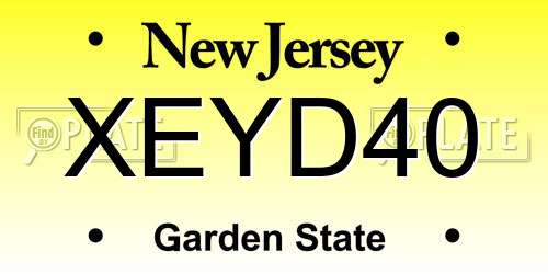 XEYD40 New Jersey License Plate