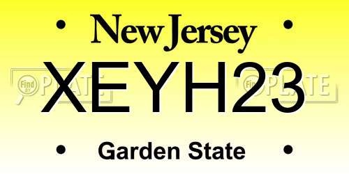 XEYH23 New Jersey License Plate