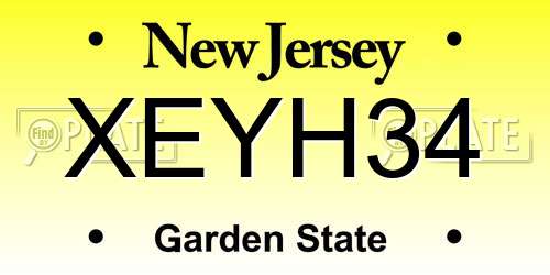 XEYH34 New Jersey License Plate