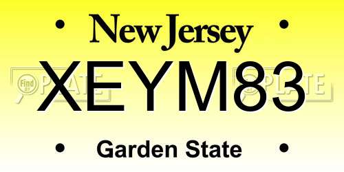 XEYM83 New Jersey License Plate