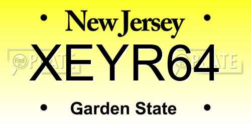 XEYR64 New Jersey License Plate