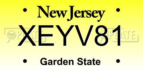 XEYV81 New Jersey License Plate