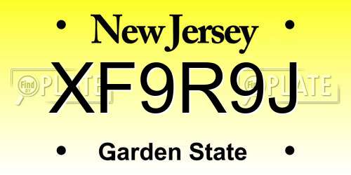 XF9R9J New Jersey License Plate