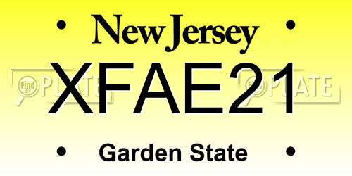 XFAE21 New Jersey License Plate