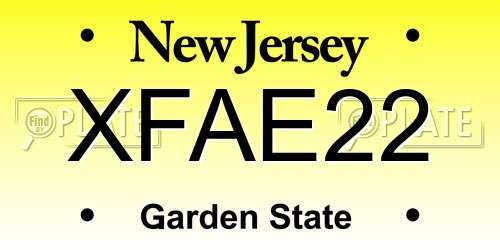XFAE22 New Jersey License Plate