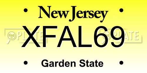XFAL69 New Jersey License Plate