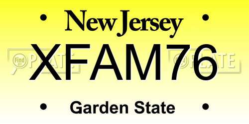 XFAM76 New Jersey License Plate