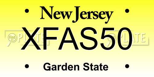 XFAS50 New Jersey License Plate