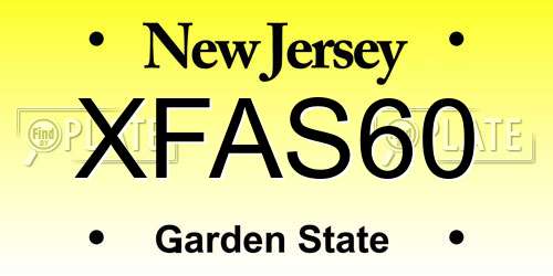 XFAS60 New Jersey License Plate
