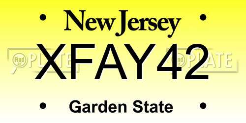 XFAY42 New Jersey License Plate