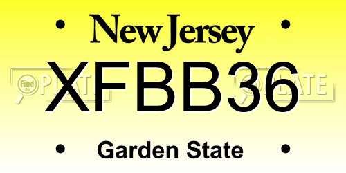 XFBB36 New Jersey License Plate