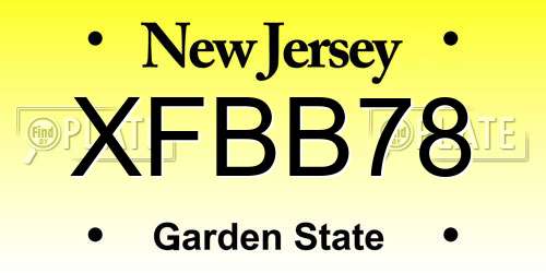 XFBB78 New Jersey License Plate
