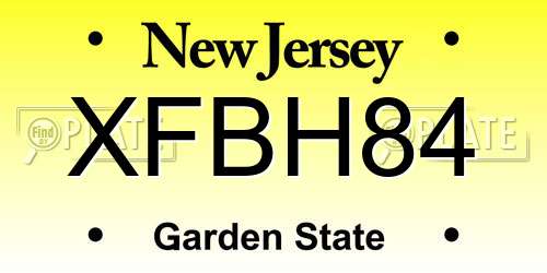 XFBH84 New Jersey License Plate