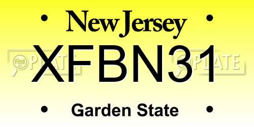XFBN31 New Jersey License Plate