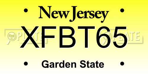 XFBT65 New Jersey License Plate