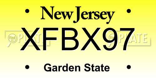 XFBX97 New Jersey License Plate