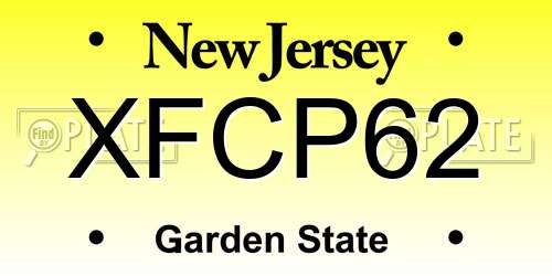 XFCP62 New Jersey License Plate
