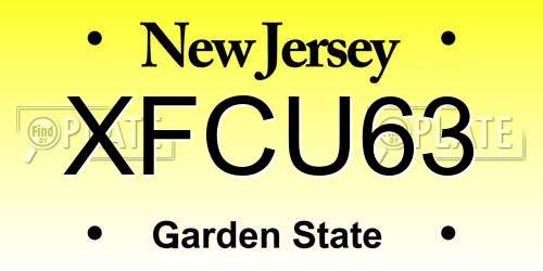 XFCU63 New Jersey License Plate