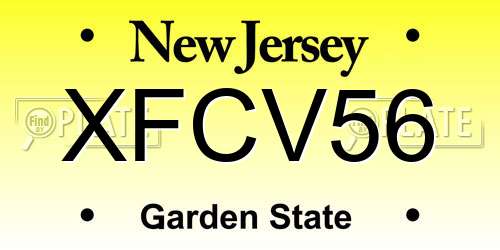 XFCV56 New Jersey License Plate