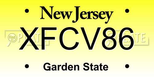 XFCV86 New Jersey License Plate