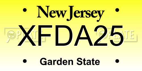 XFDA25 New Jersey License Plate