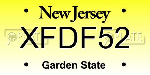 XFDF52 New Jersey License Plate