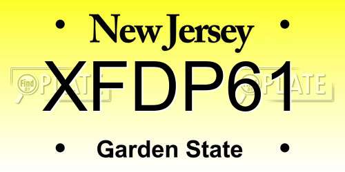 XFDP61 New Jersey License Plate