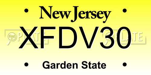 XFDV30 New Jersey License Plate